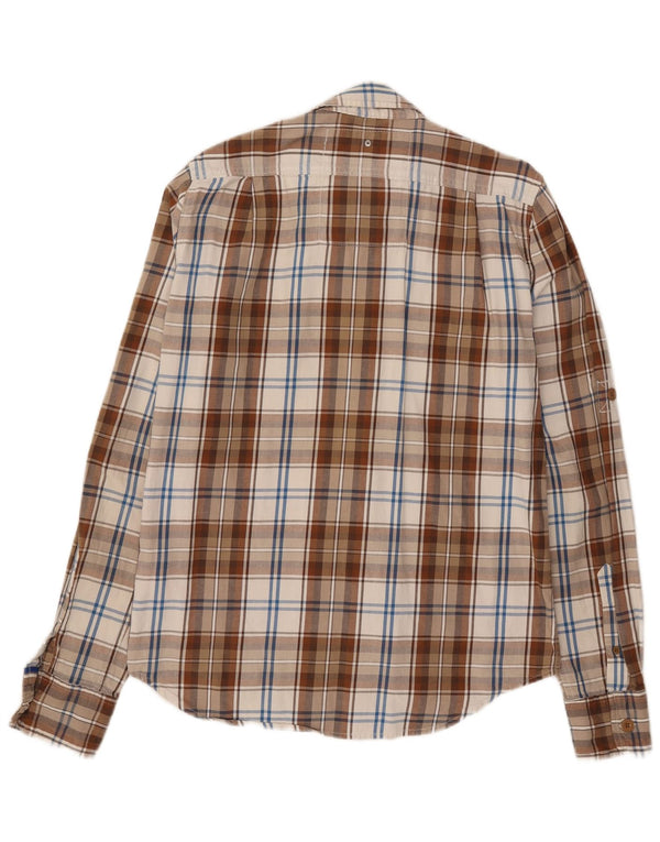 Superdry Mens Flannel Shirt Large Beige Check Cotton