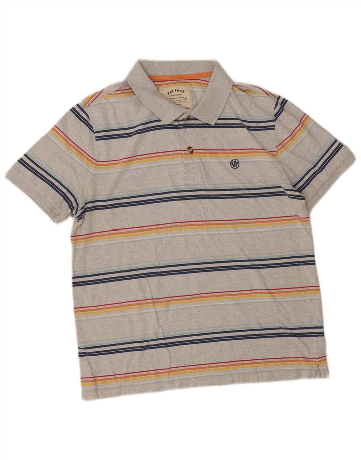 Fat Face Mens Polo Shirt Large Grey Striped Cotton