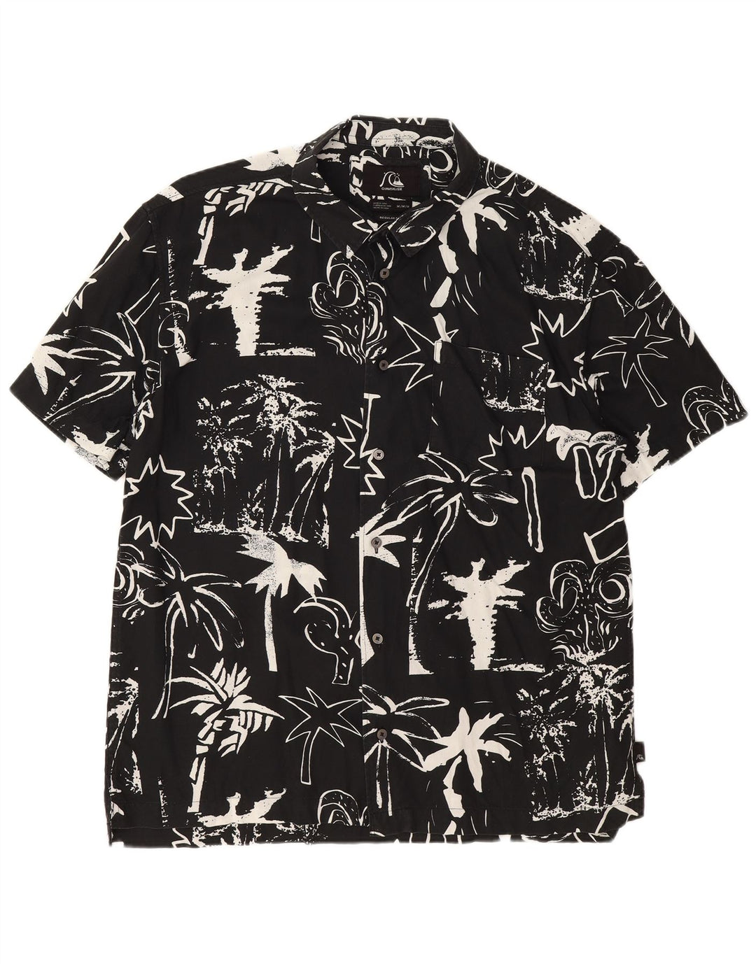 Quiksilver Mens Short Sleeve Regular Fit Shirt Medium Black Floral Hawaiian