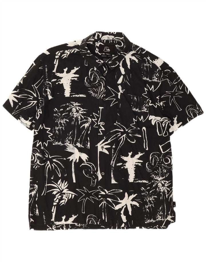 Quiksilver Mens Short Sleeve Regular Fit Shirt Medium Black Floral Hawaiian
