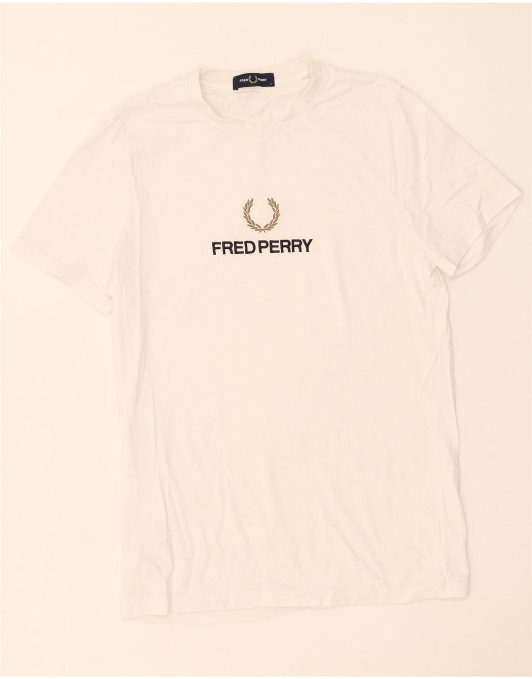 Fred Perry Mens Graphic T-Shirt Top Small White Cotton
