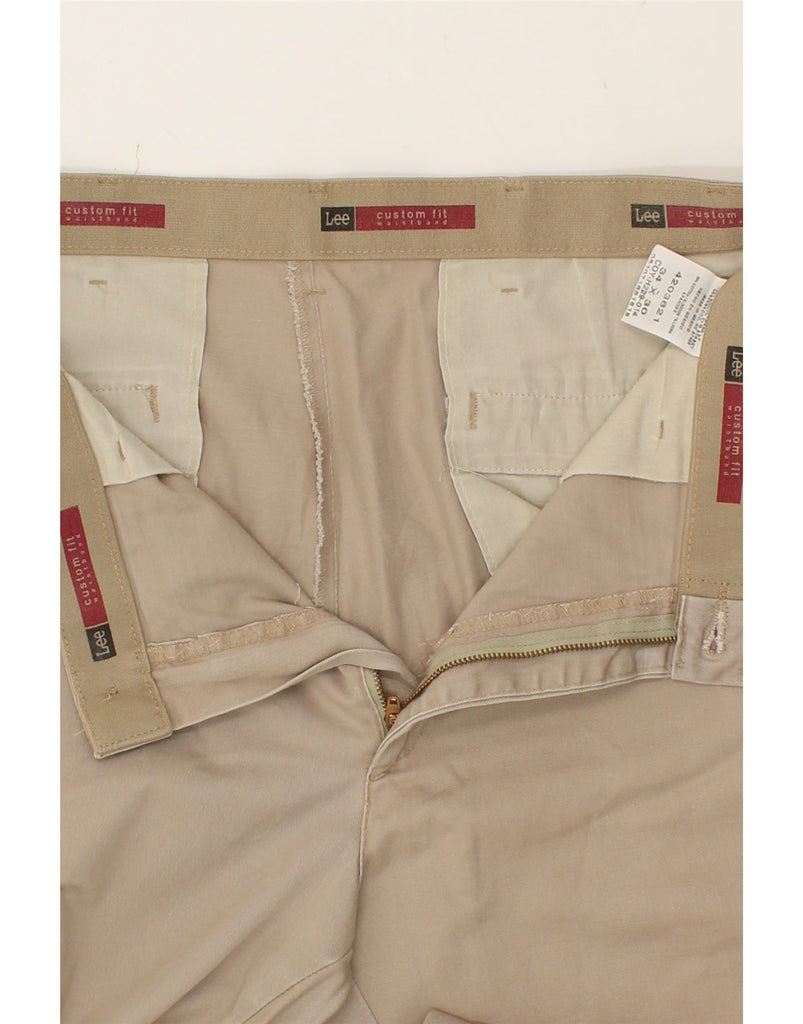 LEE Mens Straight Custom Fit Chino Trousers W34 L30  Beige Cotton | Vintage Lee | Thrift | Second-Hand Lee | Used Clothing | Messina Hembry 