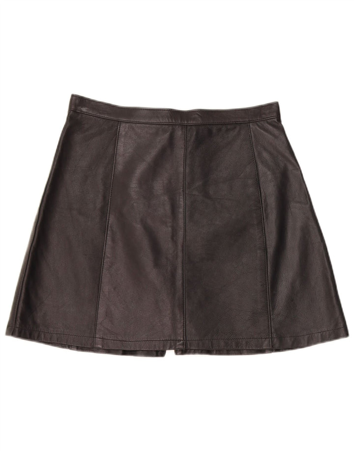 Vintage Womens Mini Leather Skirt W28 Medium Black
