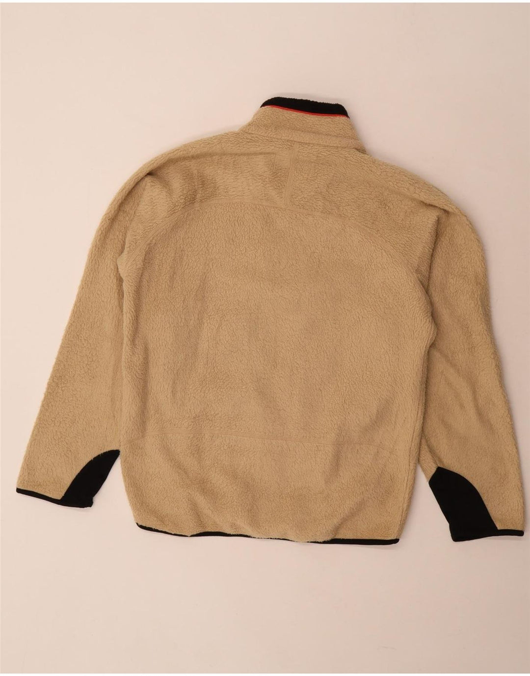 FILA Mens Loose Fit Fleece Jacket UK 36 Small Beige Colourblock Polyester