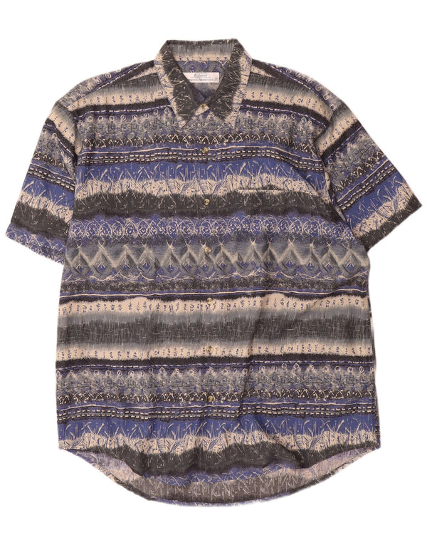 St. Bernard Mens Short Sleeve Shirt Medium Multicoloured Striped Viscose