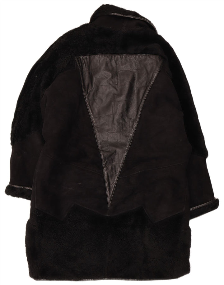 Vintage Womens Shearling Coat UK 18 XL Black
