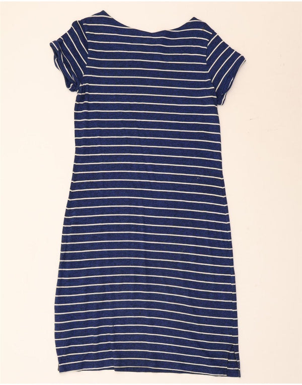 White Stuff Womens T-Shirt Dress UK 12 Medium  Blue Striped Cotton