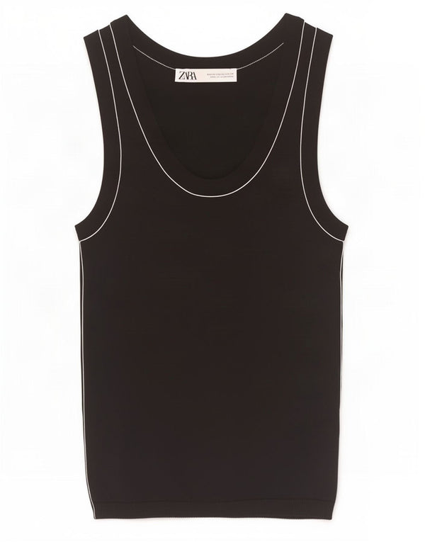 Zara Womens Vest Top UK 4 XS Black