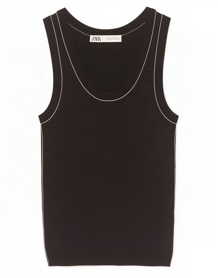Zara Womens Vest Top UK 4 XS Black
