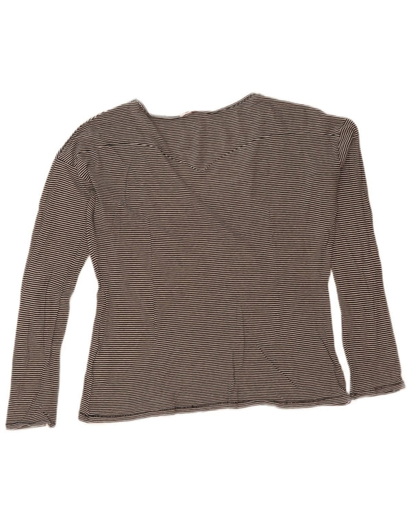 Levi's Womens Top Long Sleeve UK 14 Medium Black Striped Cotton