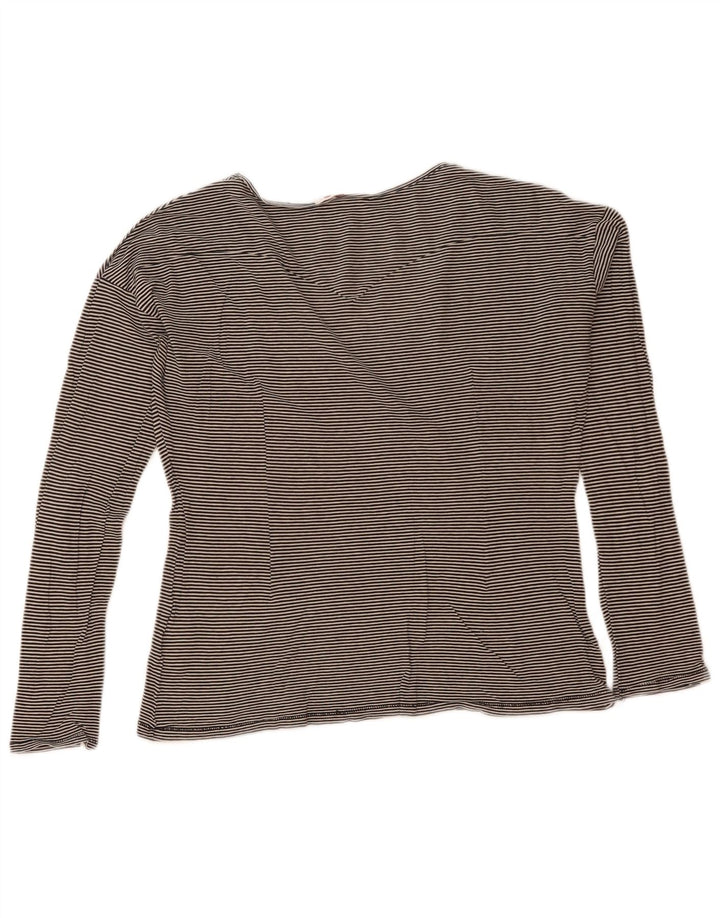 Levi's Womens Top Long Sleeve UK 14 Medium Black Striped Cotton
