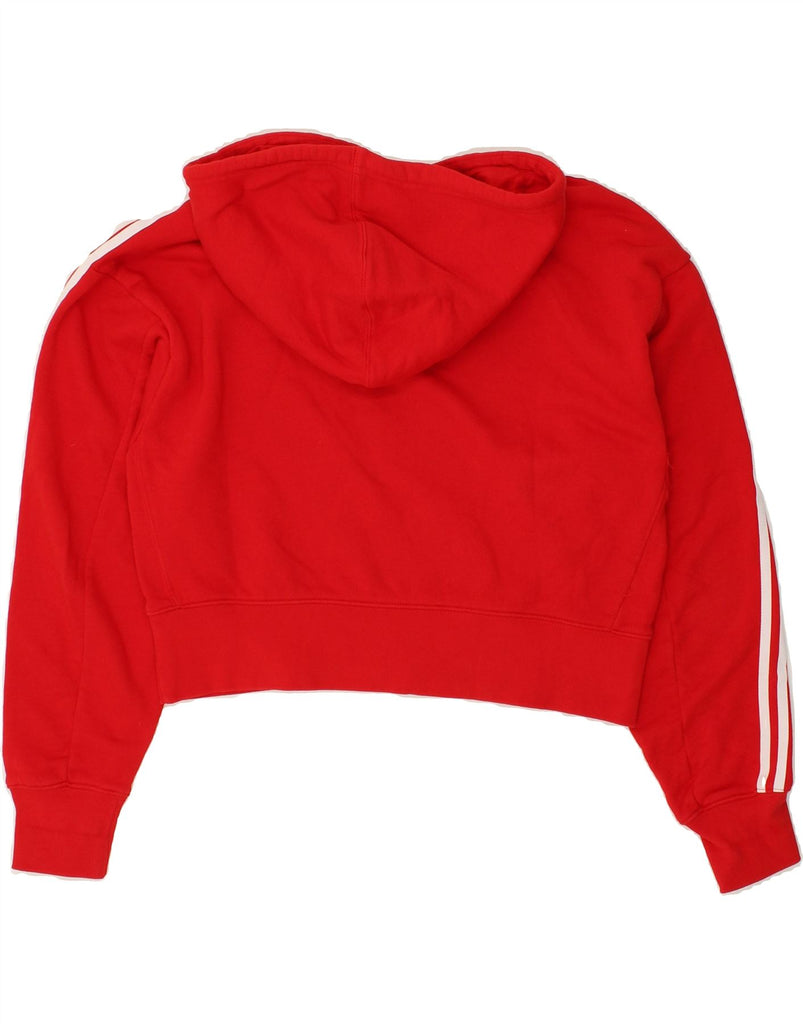 ADIDAS Womens Crop Hoodie Jumper UK 8 Small Red Cotton | Vintage Adidas | Thrift | Second-Hand Adidas | Used Clothing | Messina Hembry 