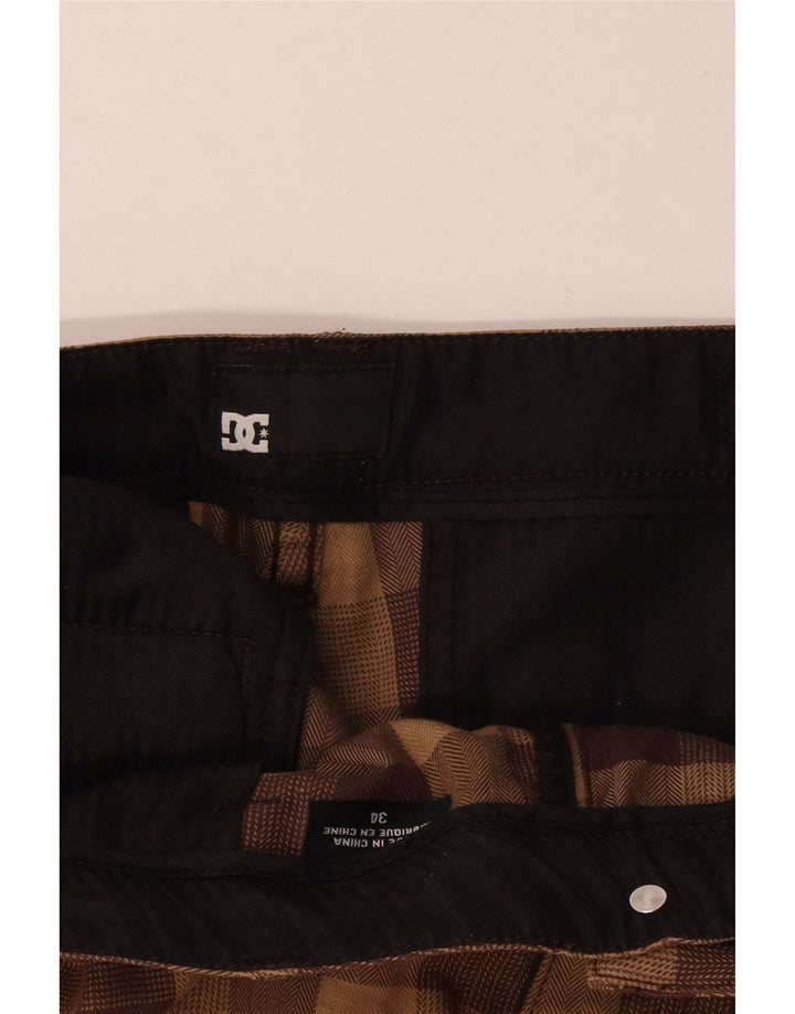 DC Mens Cargo Shorts W34 Large Brown Check Cotton
