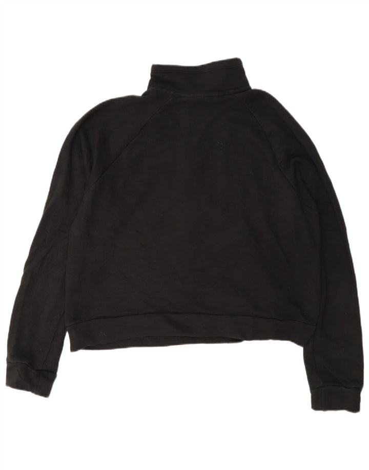 Puma Womens Crop Graphic Zip Neck Sweatshirt Jumper UK 14 Medium Black