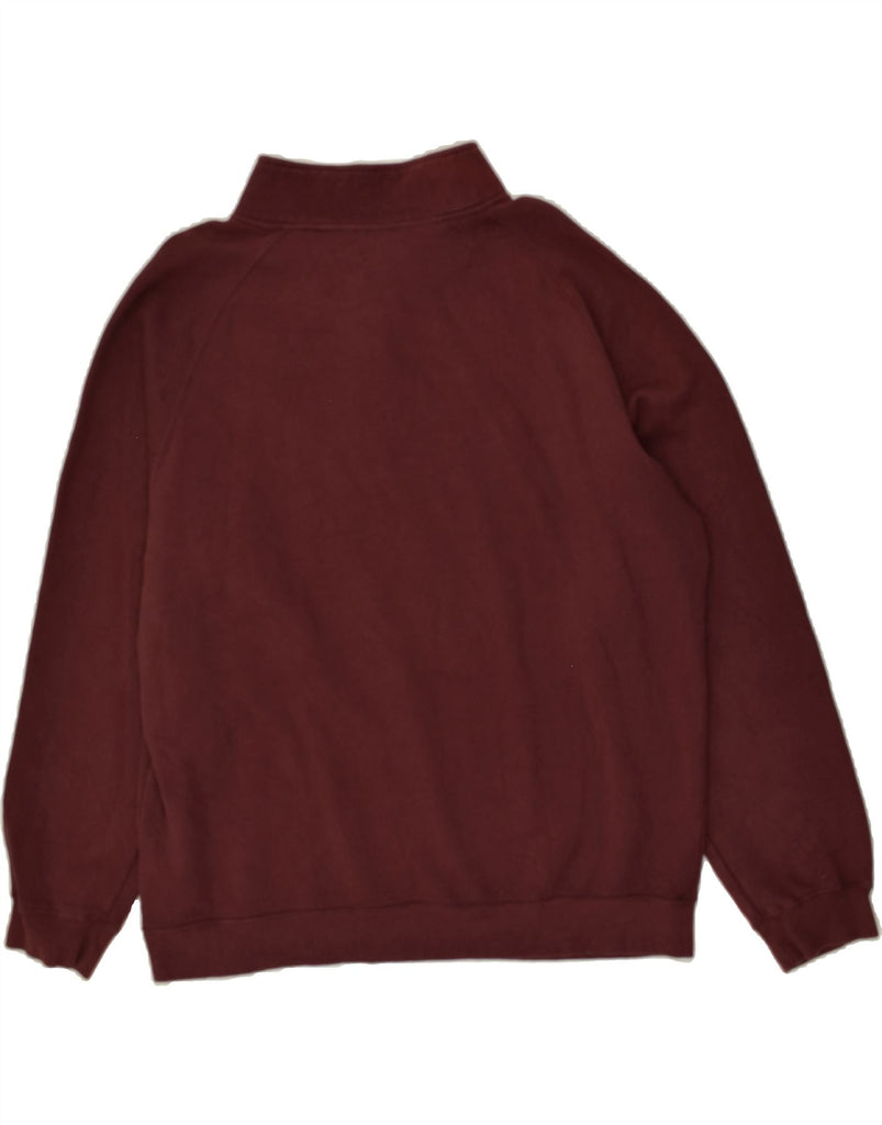 REEBOK Mens Zip Neck Sweatshirt Jumper 2XL Burgundy Cotton | Vintage Reebok | Thrift | Second-Hand Reebok | Used Clothing | Messina Hembry 