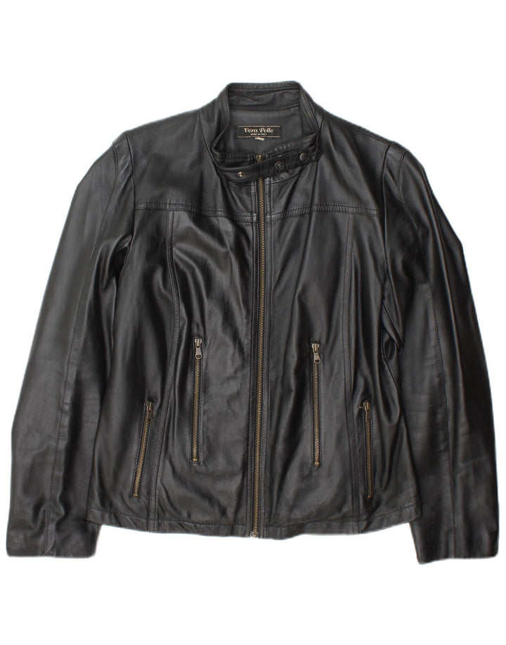 Vintage Womens Leather Jacket IT 46 Large Black Leather