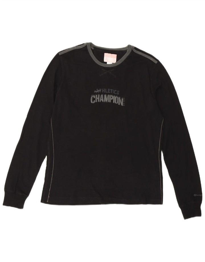 CHAMPION Womens Heritage Fit Graphic T-Shirt Top UK 14 Large Black Cotton