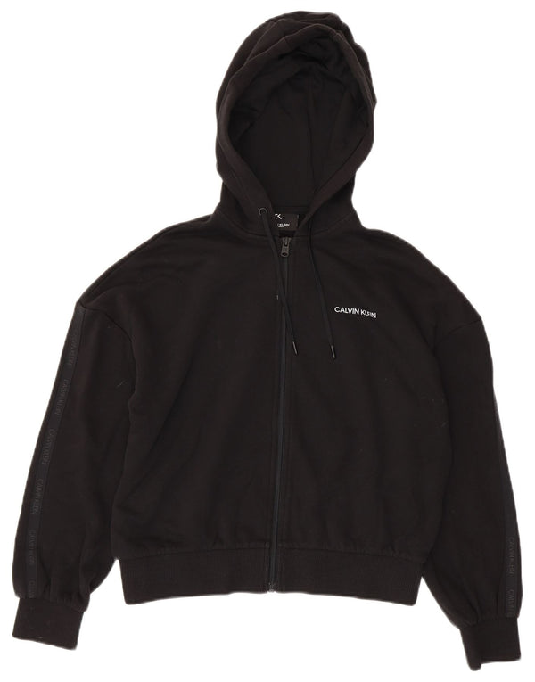 Calvin Klein Womens Oversized Zip Hoodie Sweater UK 6 XS Black Cotton