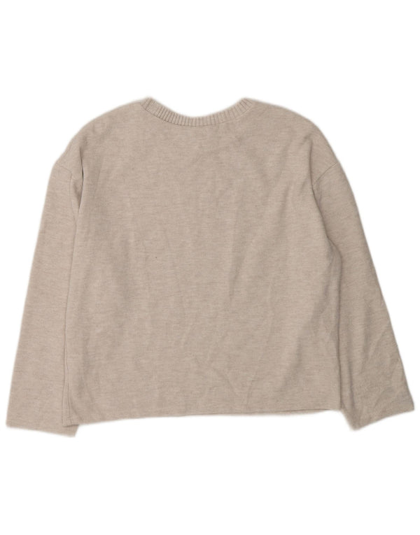 Zara Womens Boat Neck Jumper Sweater UK 14 Medium Grey Polyester