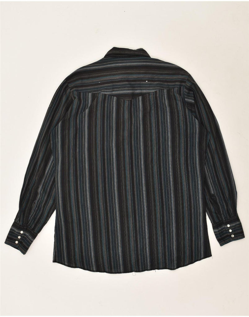 WRANGLER Mens Shirt Large Black Striped | Vintage Wrangler | Thrift | Second-Hand Wrangler | Used Clothing | Messina Hembry 