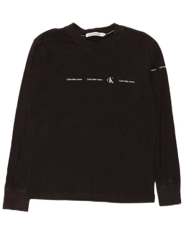 Calvin Klein Jeans Mens Graphic Top Long Sleeve Small Black Cotton
