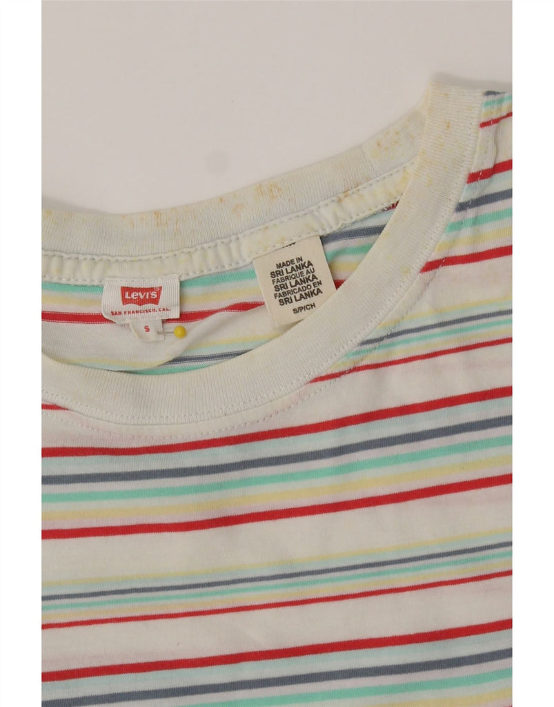 LEVI'S Womens Oversized Crop T-Shirt Top UK 10 Small Multicoloured Striped Vintage Levi's and Second-Hand Levi's from Messina Hembry 