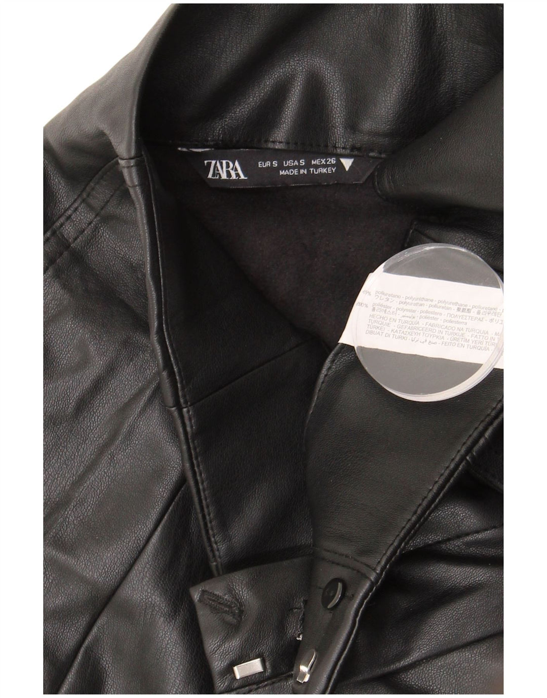 Zara Womens Faux Leather Mini Skirt Small W26  Black Polyurethane