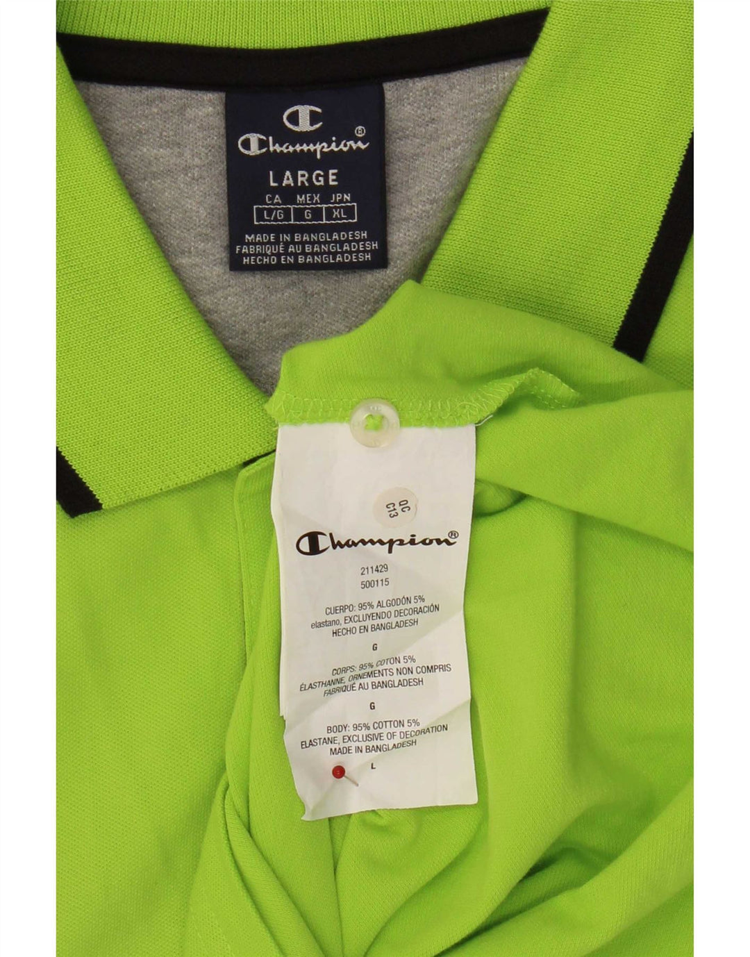 Champion Mens Polo Shirt Large Green Cotton