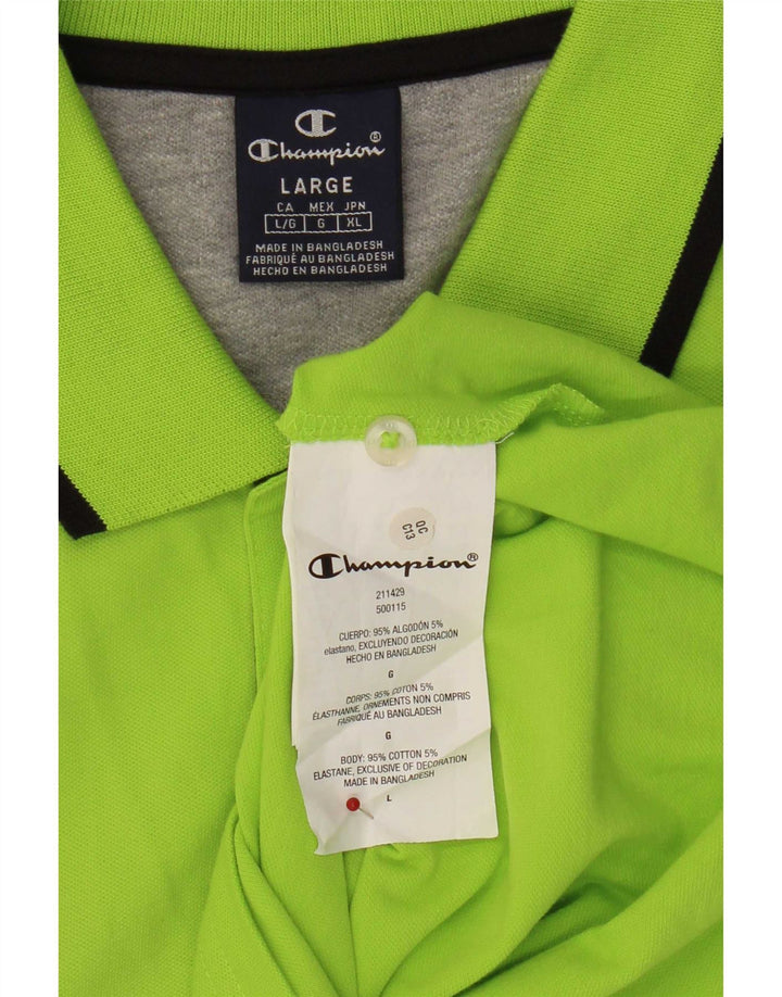 Champion Mens Polo Shirt Large Green Cotton