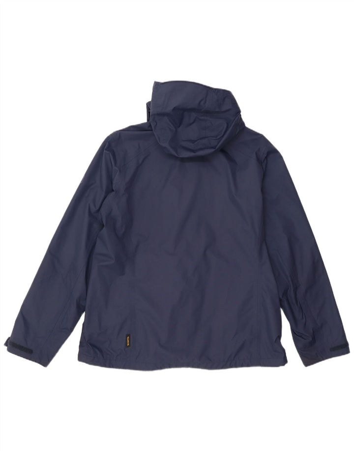 Jack Wolfskin Womens Hooded Rain Jacket UK 18 XL Navy Blue Polyamide