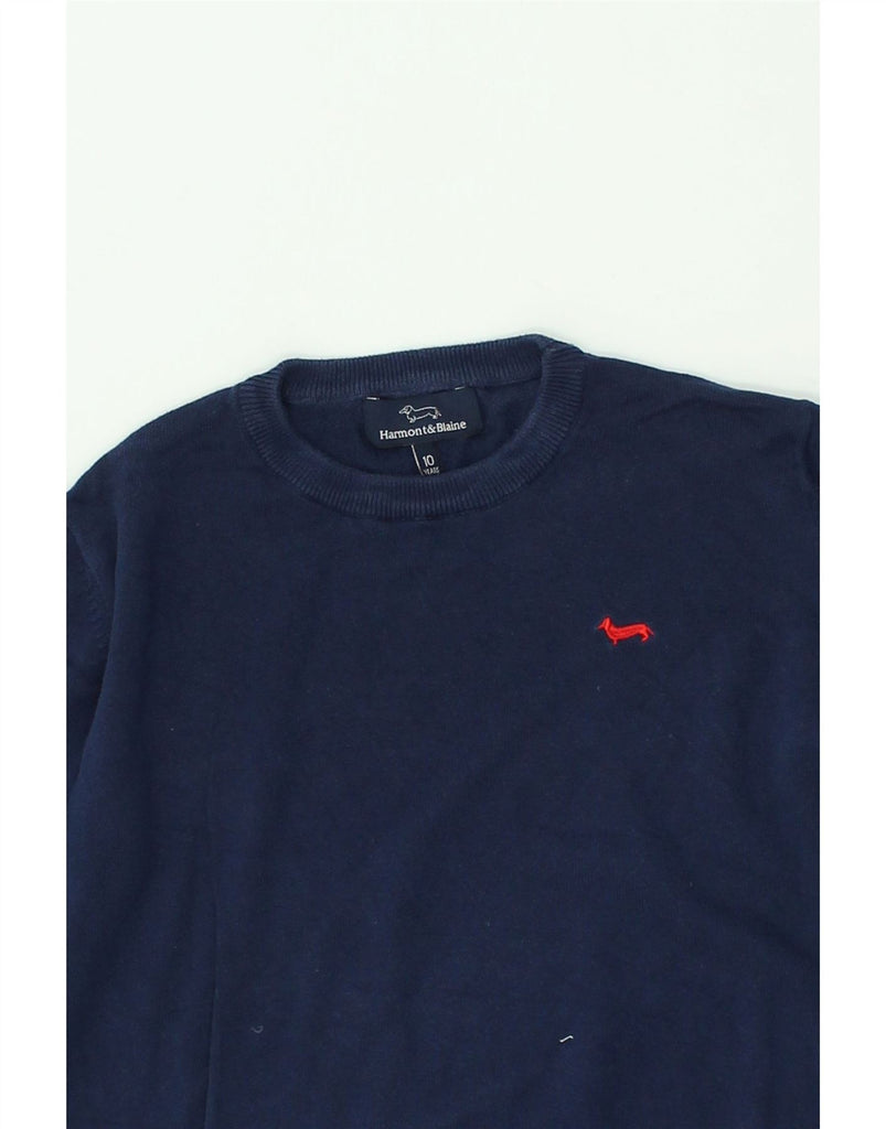 HARMONT & BLAINE Boys Graphic Sweatshirt Jumper 9-10 Years Navy Blue | Vintage Harmont & Blaine | Thrift | Second-Hand Harmont & Blaine | Used Clothing | Messina Hembry 