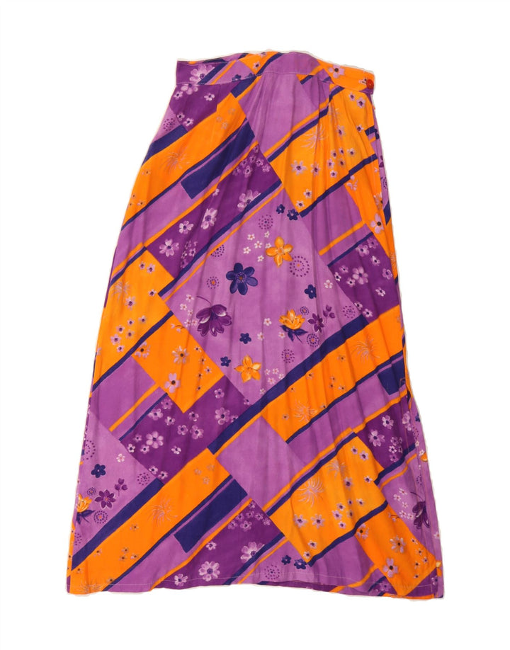 VINTAGE Womens Maxi A-Line Skirt W28 Medium Purple Floral Vintage Vintage and Second-Hand Vintage from Messina Hembry 