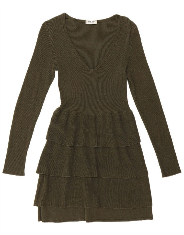 MOSCHINO Womens Cheap and Chic Jumper Dress UK 8 Small Khaki
