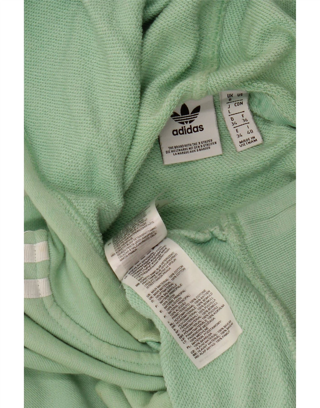 ADIDAS Womens Oversized Crop Hoodie Jumper UK 8 Small Green Cotton