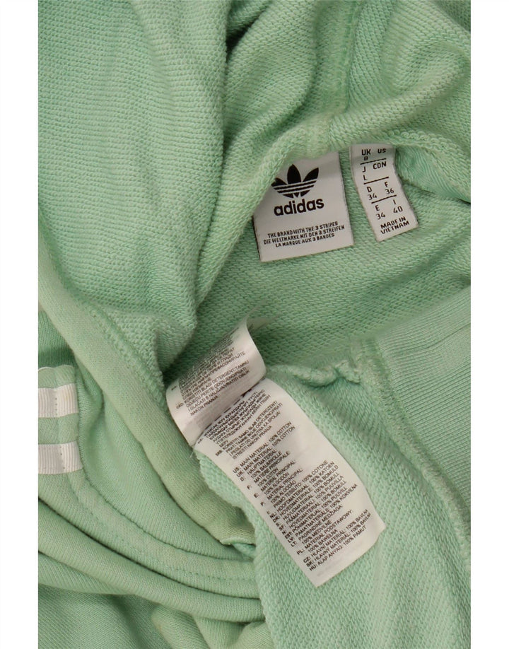 ADIDAS Womens Oversized Crop Hoodie Jumper UK 8 Small Green Cotton