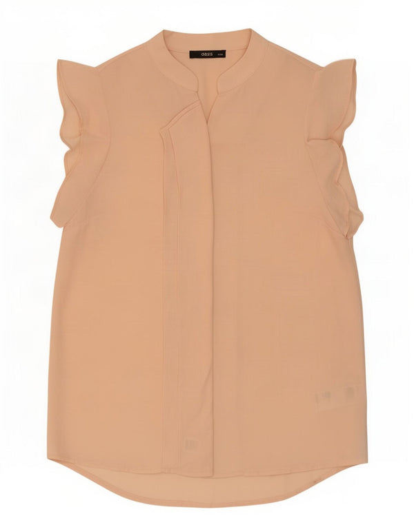 Oasis Womens Short Sleeve Shirt Blouse UK 10 Small Pink Polyester