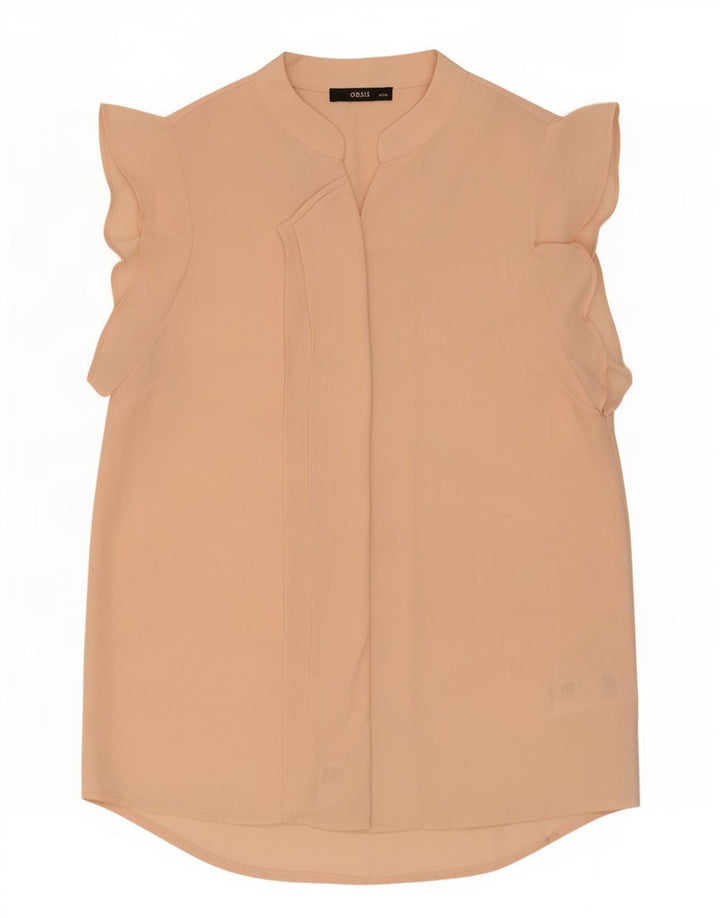 Oasis Womens Short Sleeve Shirt Blouse UK 10 Small Pink Polyester