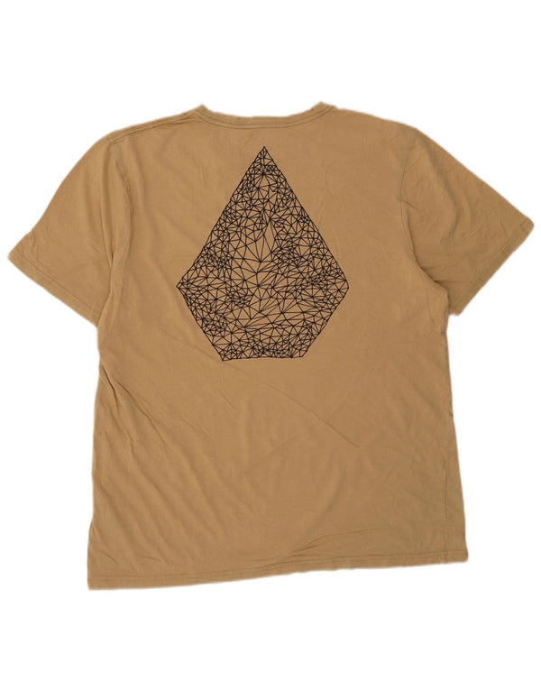 Volcom Mens Modern Fit Graphic T-Shirt Top Large Beige Cotton