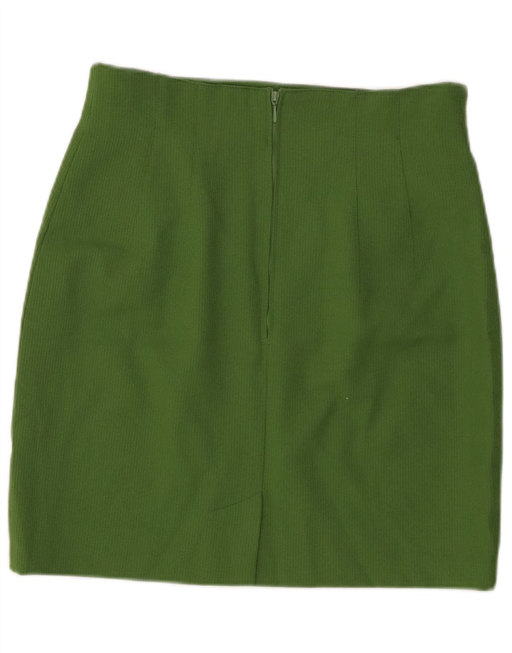 Vintage Womens High Waist Mini Skirt IT 40 W28 Green Polyester