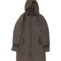 KHUJO Womens Hooded Overcoat UK 18 XL Grey Striped Polyester Vintage KHUJO and Second-Hand KHUJO from Messina Hembry 