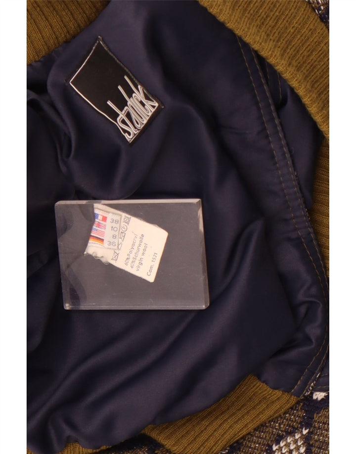 Stadick Womens Oversized Abstract Pattern Bomber Jacket UK 10 Small Khaki