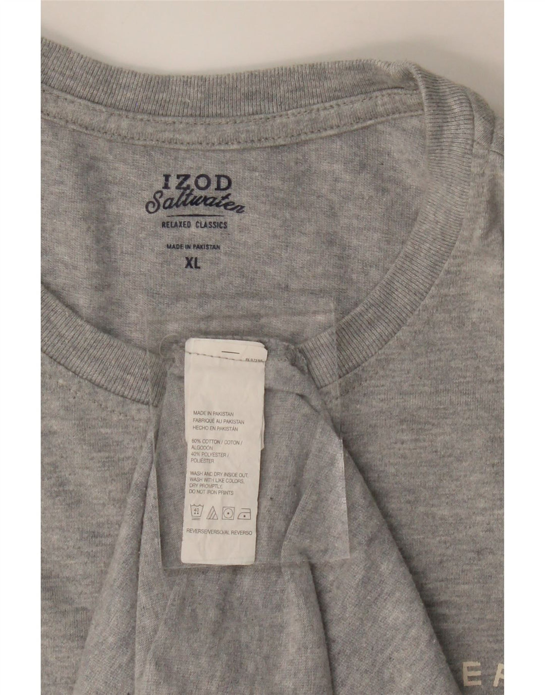 IZOD Mens Salt Water Graphic Top Long Sleeve XL Grey Cotton Vintage Izod and Second-Hand Izod from Messina Hembry 