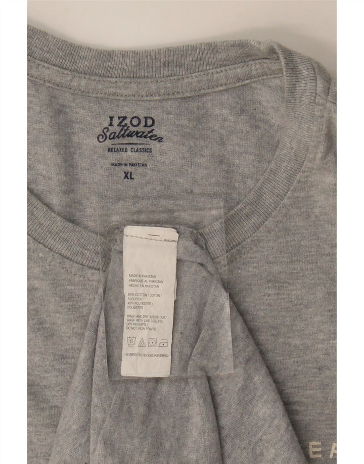 IZOD Mens Salt Water Graphic Top Long Sleeve XL Grey Cotton Vintage Izod and Second-Hand Izod from Messina Hembry 
