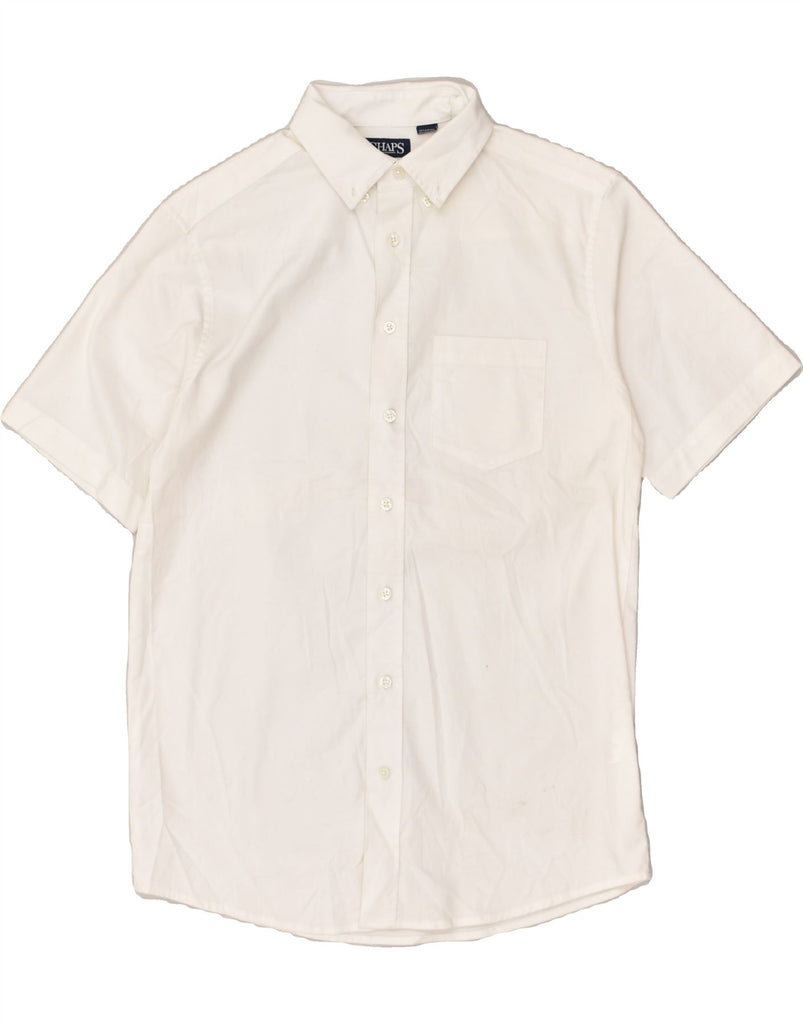 CHAPS Boys Short Sleeve Shirt 14-15 Years Large  White Cotton | Vintage Chaps | Thrift | Second-Hand Chaps | Used Clothing | Messina Hembry 