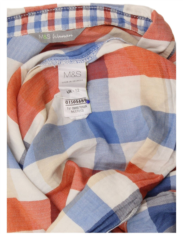 Marks & Spencer Womens Flannel Shirt UK 12 Medium Multicoloured Check
