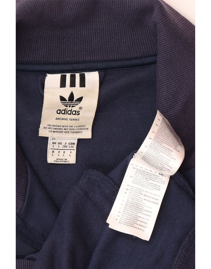 Adidas Mens Tracksuit Top Jacket Large Navy Blue Polyester