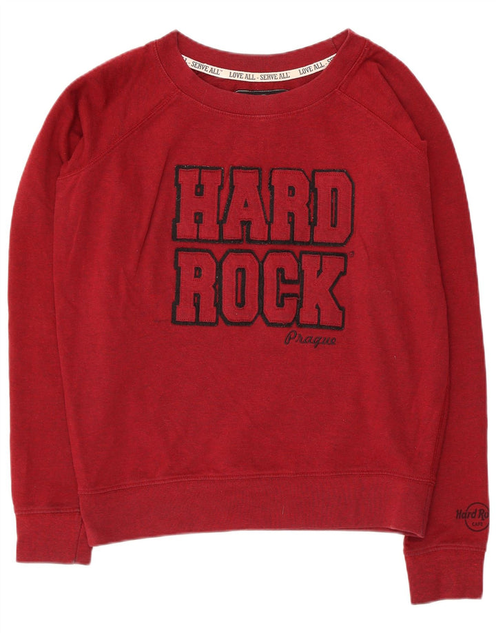 HARD ROCK CAFE Womens Prague Graphic Sweatshirt Jumper UK 16 Large Red