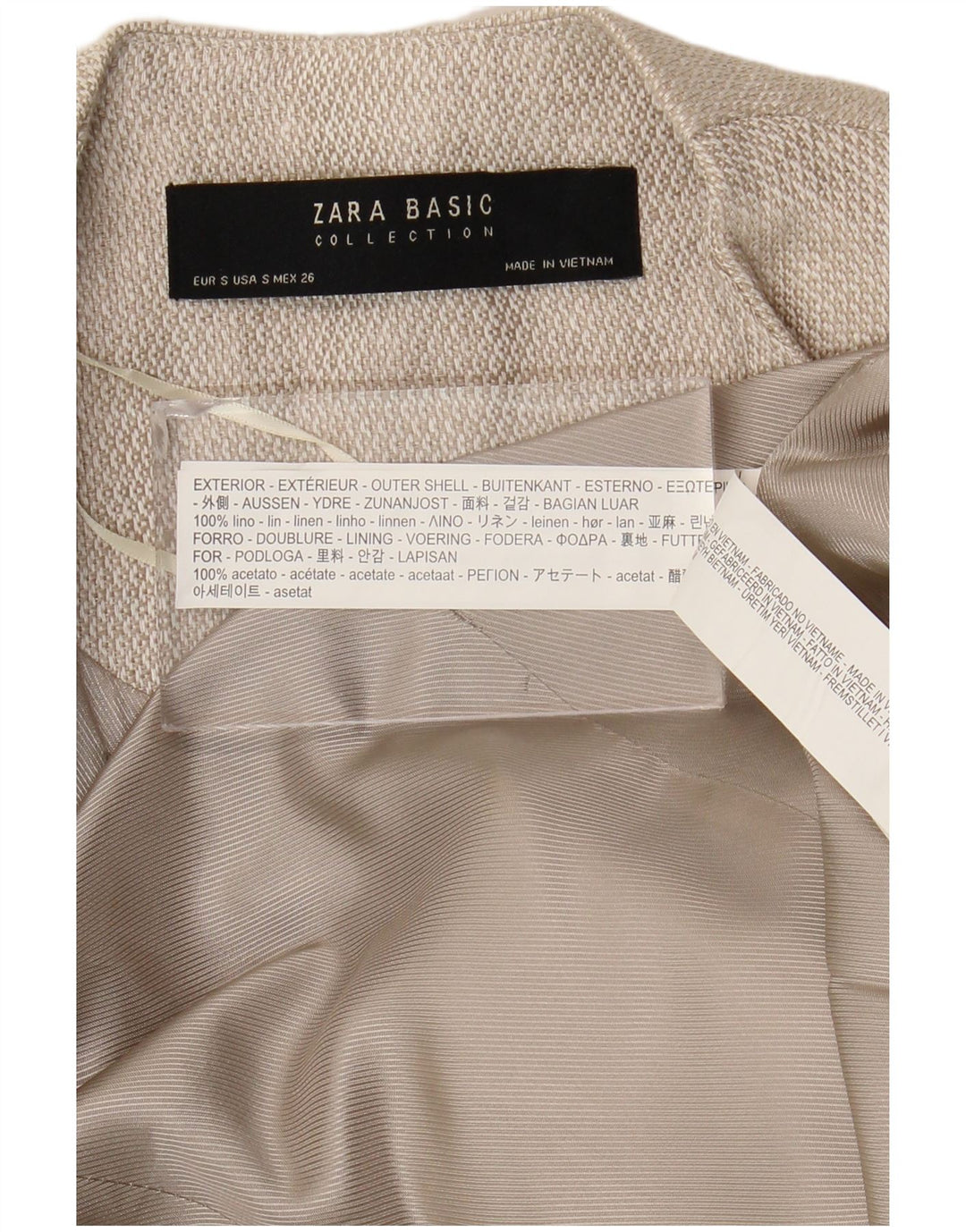 Zara Womens Open Overcoat UK 10 Small Beige Linen