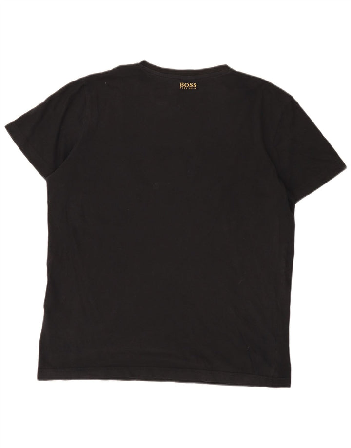 Hugo Boss Mens Graphic T-Shirt Top Large Black Cotton