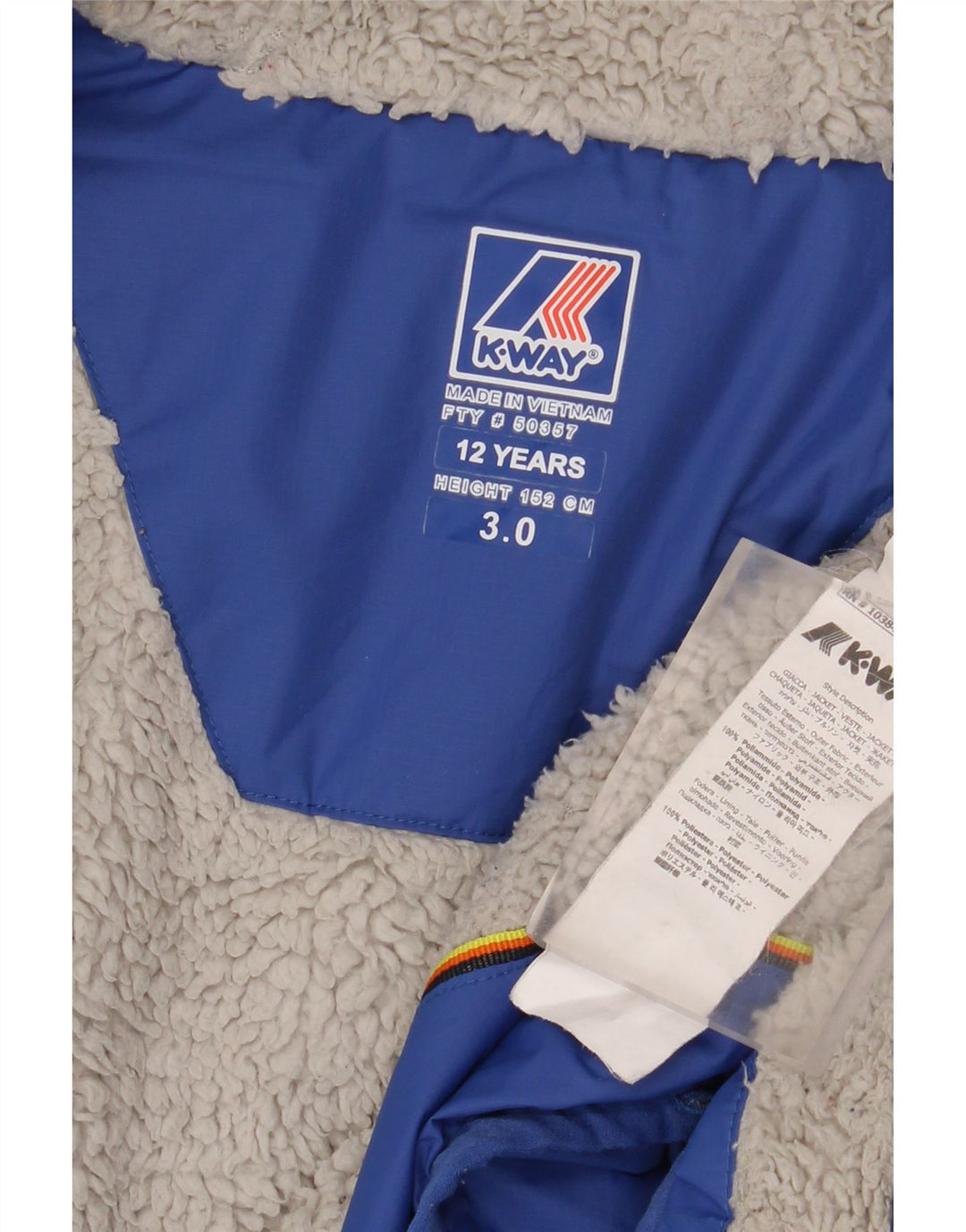 K-Way Boys Hooded Windbreaker Jacket 11-12 Years Blue Polyamide